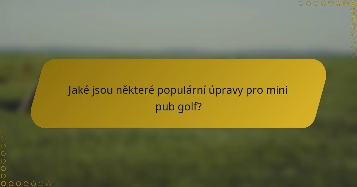Jaké jsou některé populární úpravy pro mini pub golf?